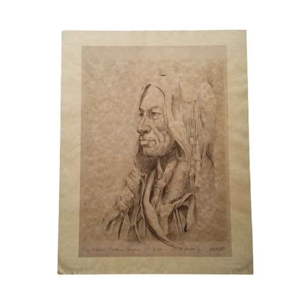 Native American Art Print SIGNED Big Medicine Southern Cheyenne 229/300 Vintage